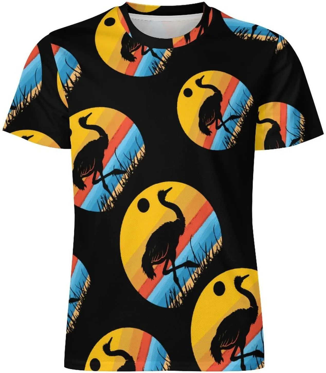 Vintage Funny Ostrich Men's T-Shirts Short Sleeve Tee Classic Hawaiian Shirt Athletic Workout Tops