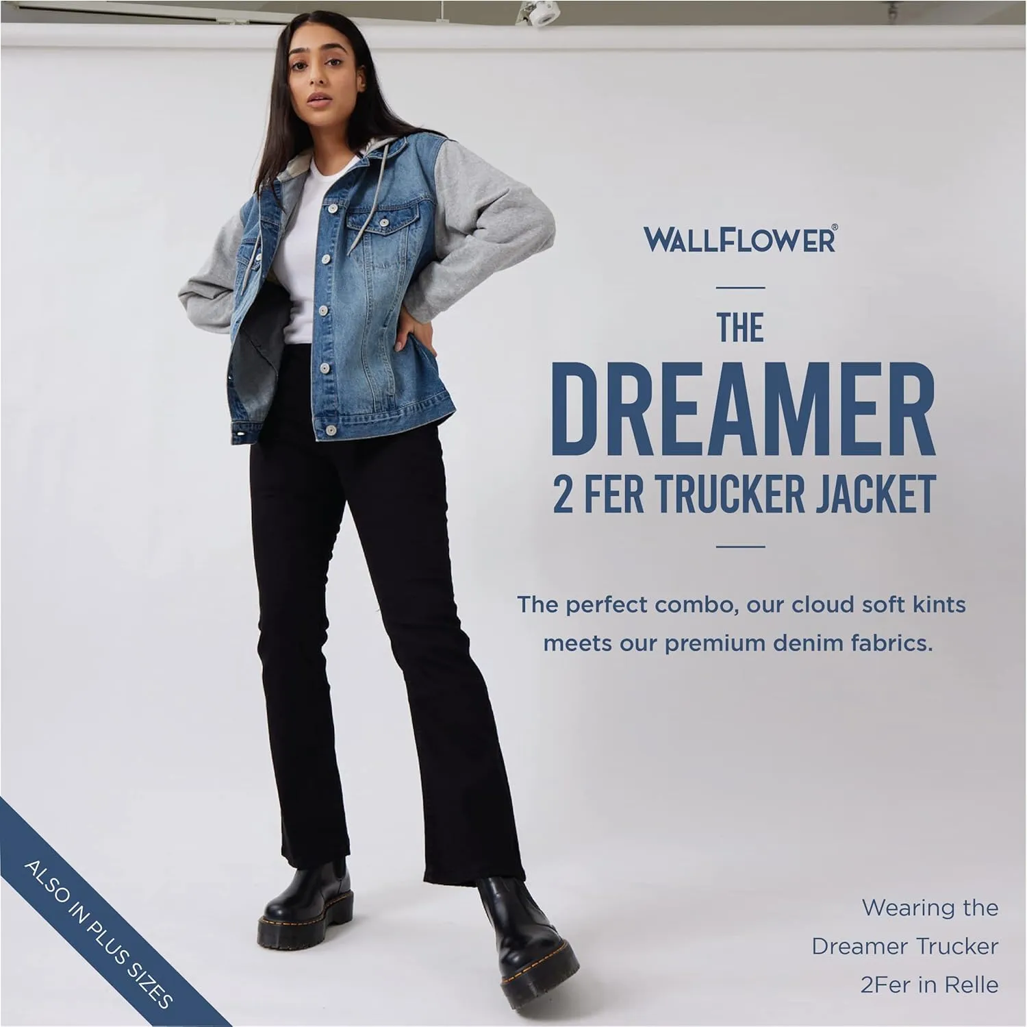 WallFlower Women's Dreamer Denim Jackets Juniors (Standard and Plus)
