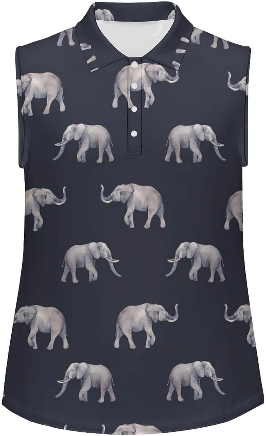Watercolor Elephant Women's Sleeveless Golf Polo Shirts Athletic Tank Tops