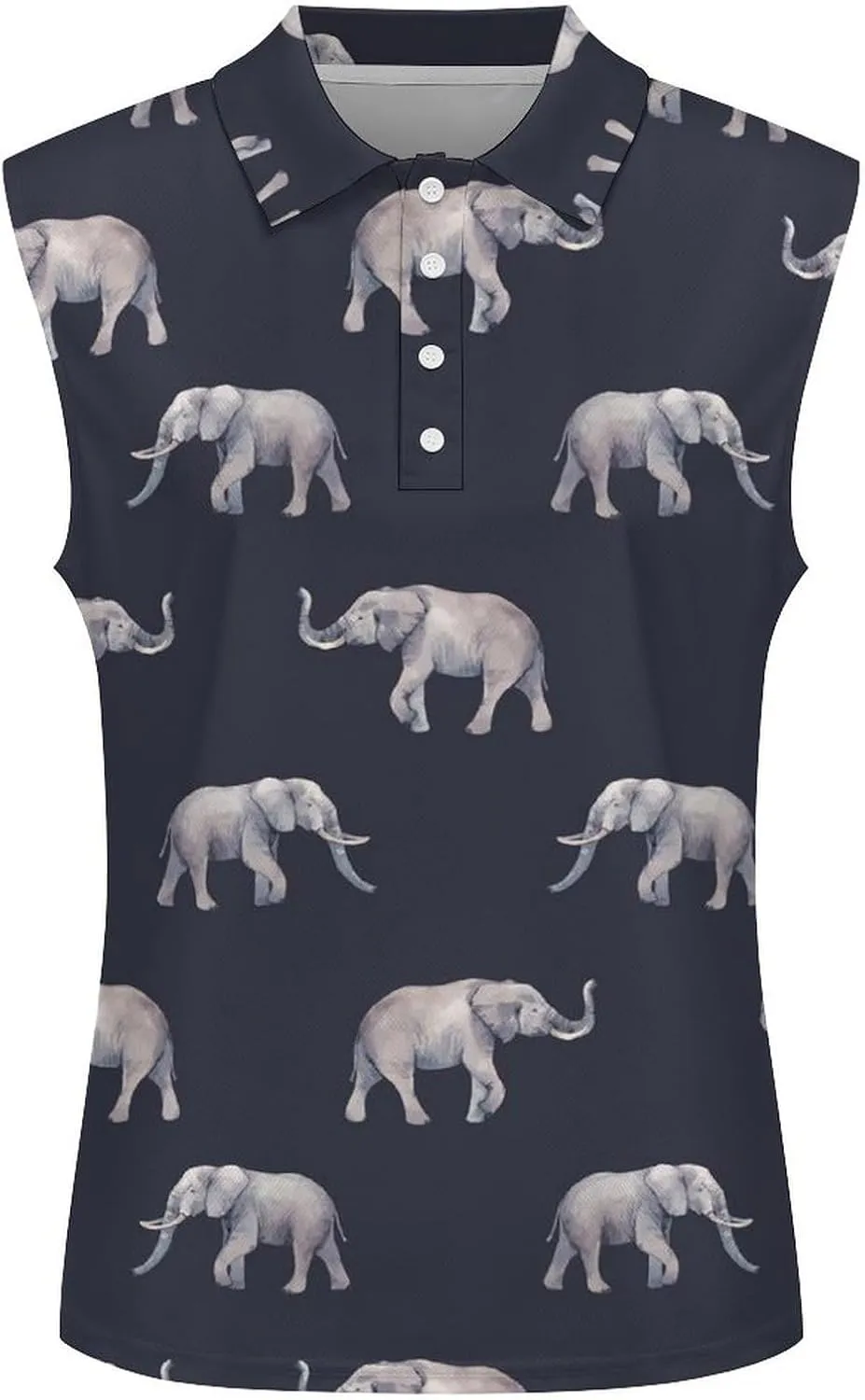 Watercolor Elephant Women's Sleeveless Golf Polo Shirts Athletic Tank Tops