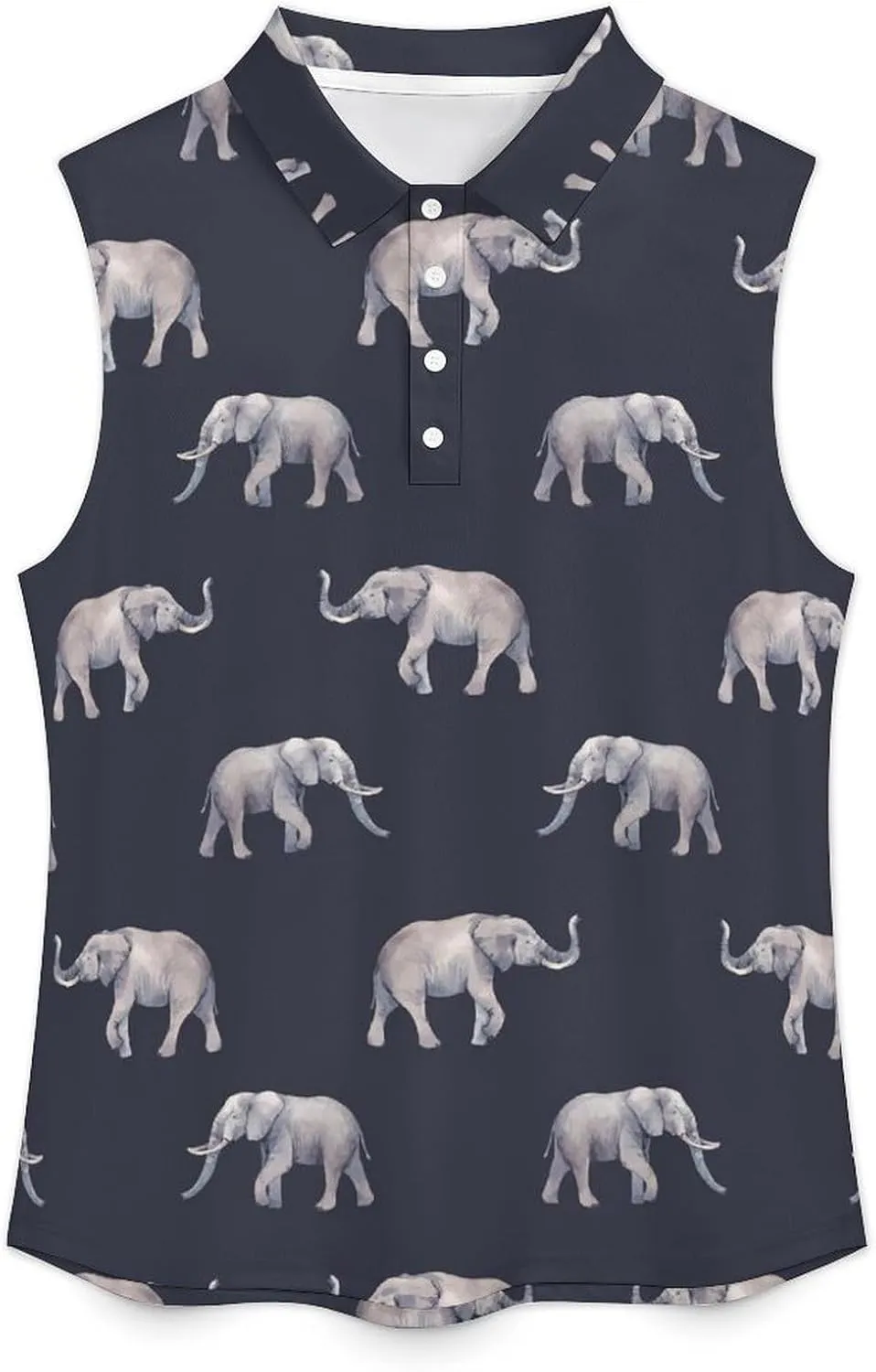 Watercolor Elephant Women's Sleeveless Golf Polo Shirts Athletic Tank Tops