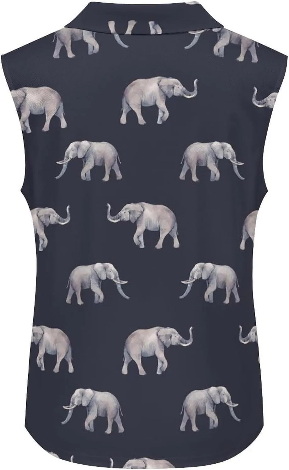 Watercolor Elephant Women's Sleeveless Golf Polo Shirts Athletic Tank Tops