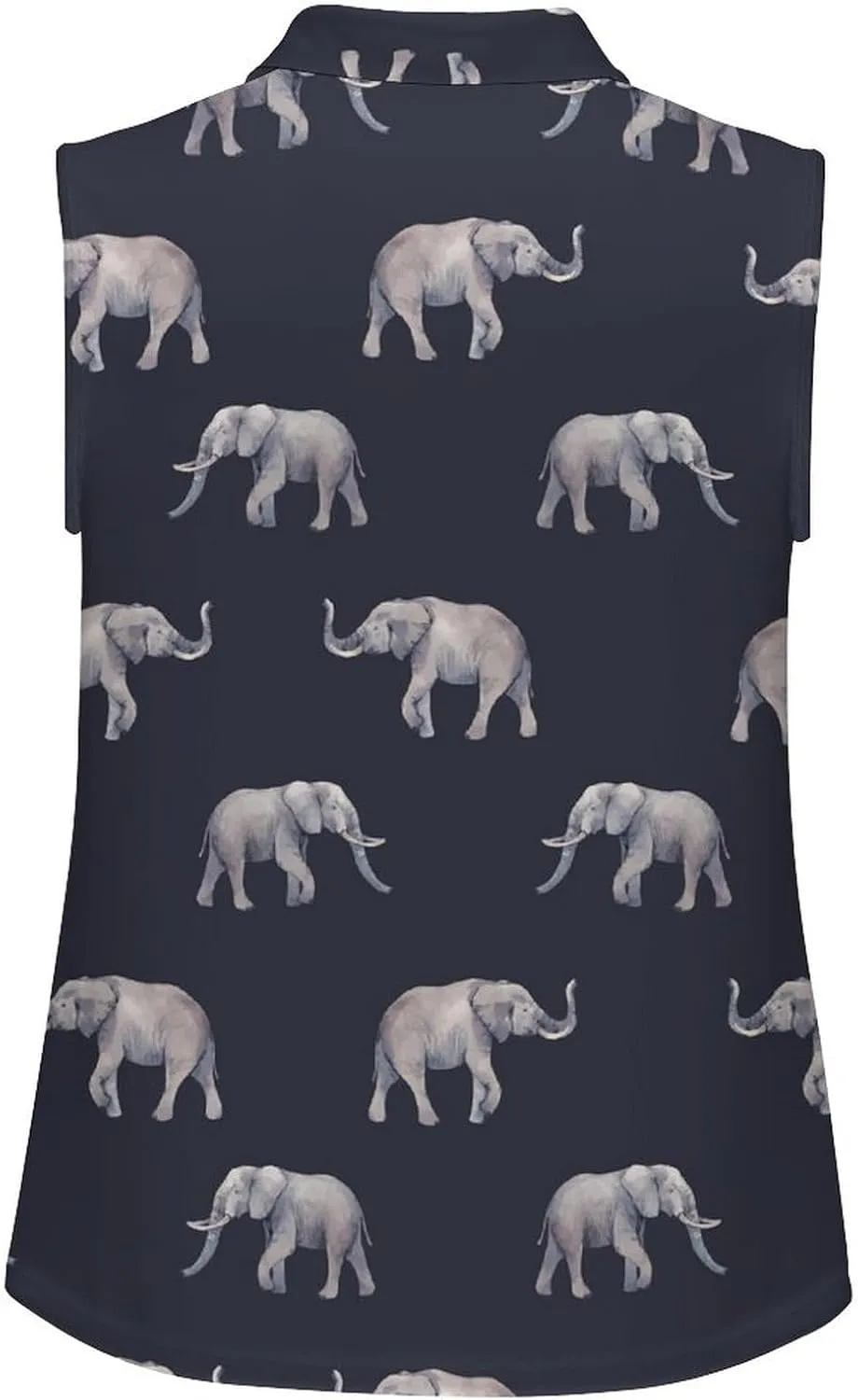 Watercolor Elephant Women's Sleeveless Golf Polo Shirts Athletic Tank Tops