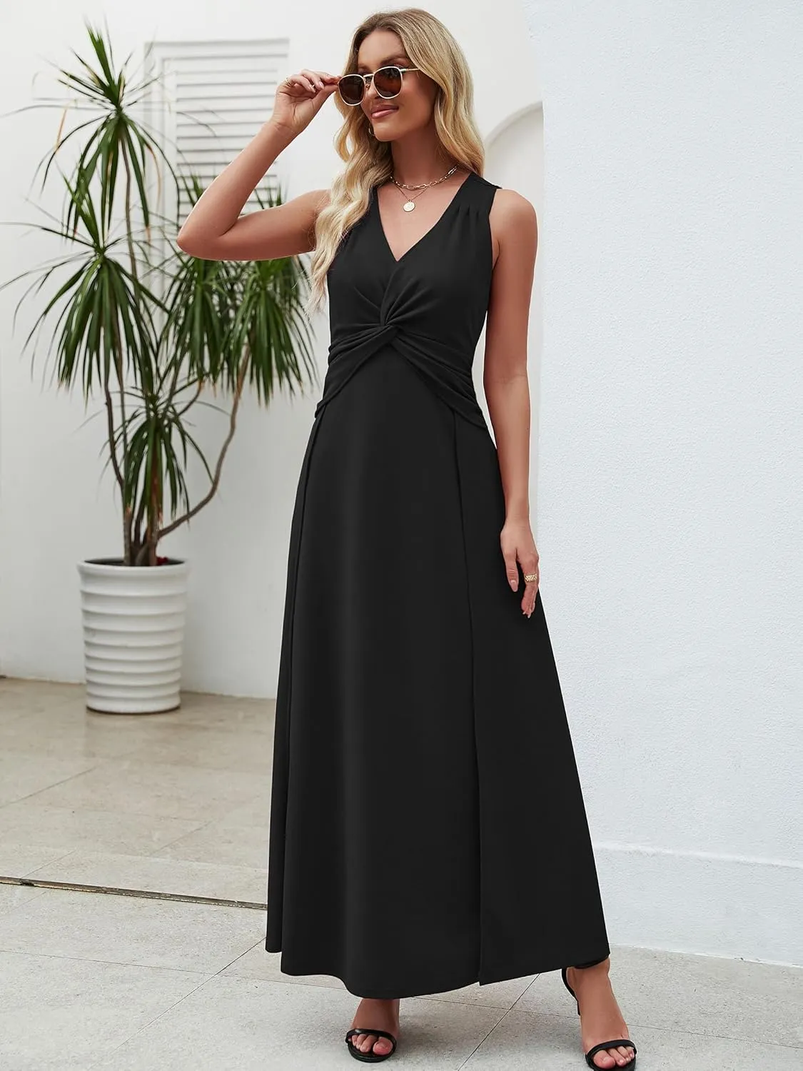 Wedding Guest Dresses for Women 2025 V Neck Formal Dresses for Women Sleeveless Evening