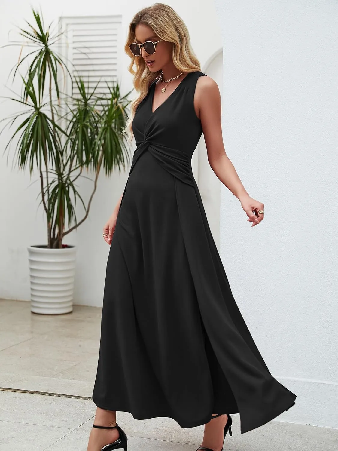 Wedding Guest Dresses for Women 2025 V Neck Formal Dresses for Women Sleeveless Evening