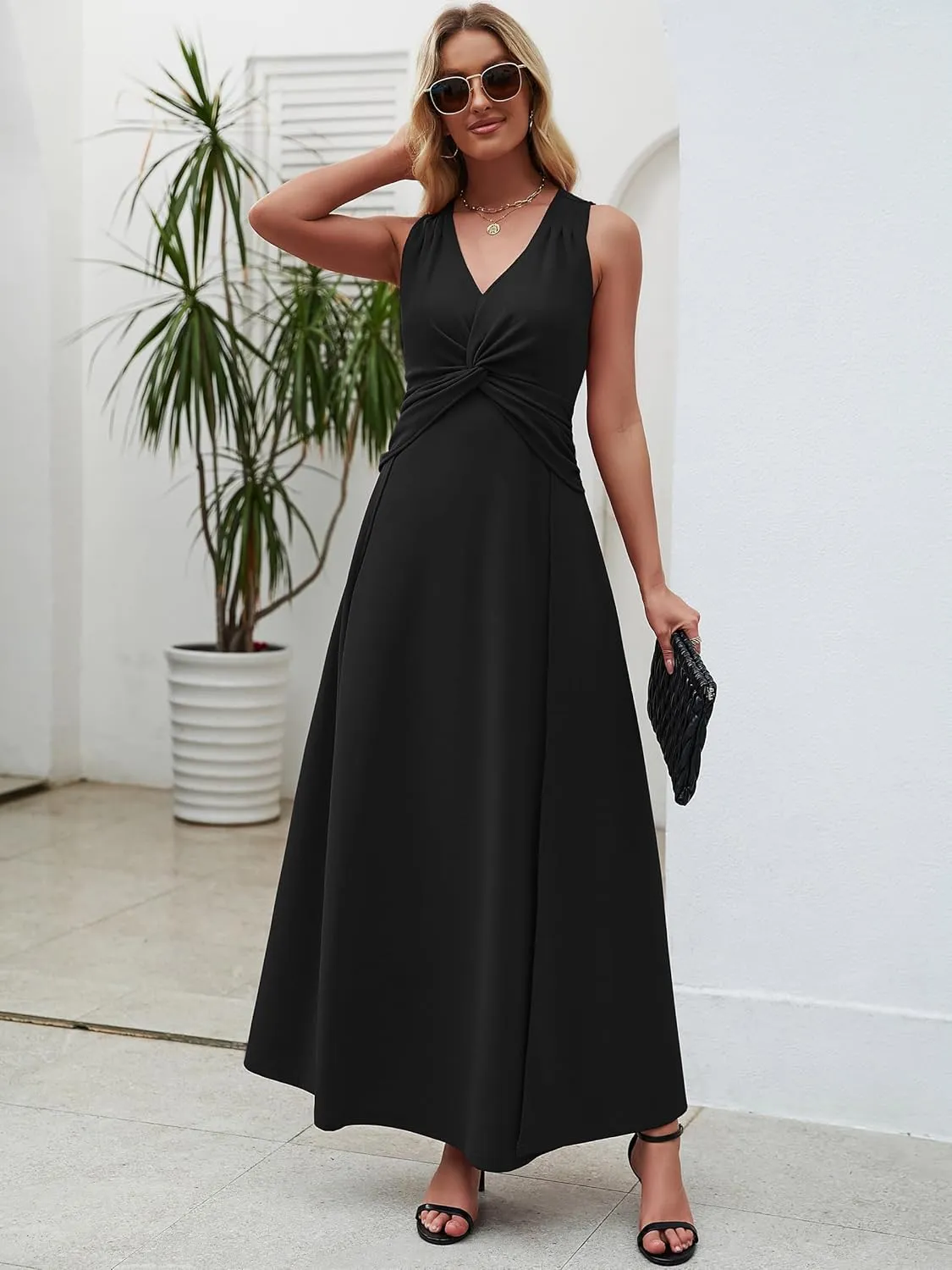 Wedding Guest Dresses for Women 2025 V Neck Formal Dresses for Women Sleeveless Evening