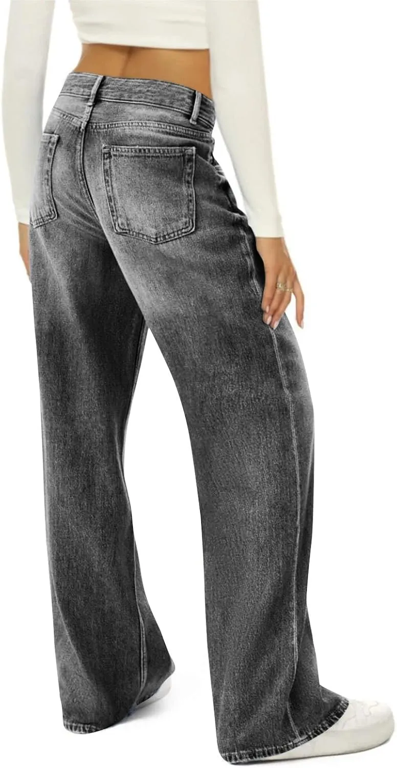 Wide Leg Jeans Woman Summer Dark Wash Baggy Jeans Y2k Street Vintage Pants Fashion Boyfriend Denim Pants