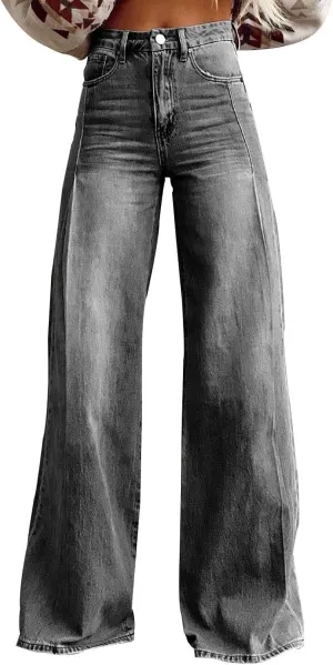 Wide Leg Jeans Woman Summer Dark Wash Baggy Jeans Y2k Street Vintage Pants Fashion Boyfriend Denim Pants
