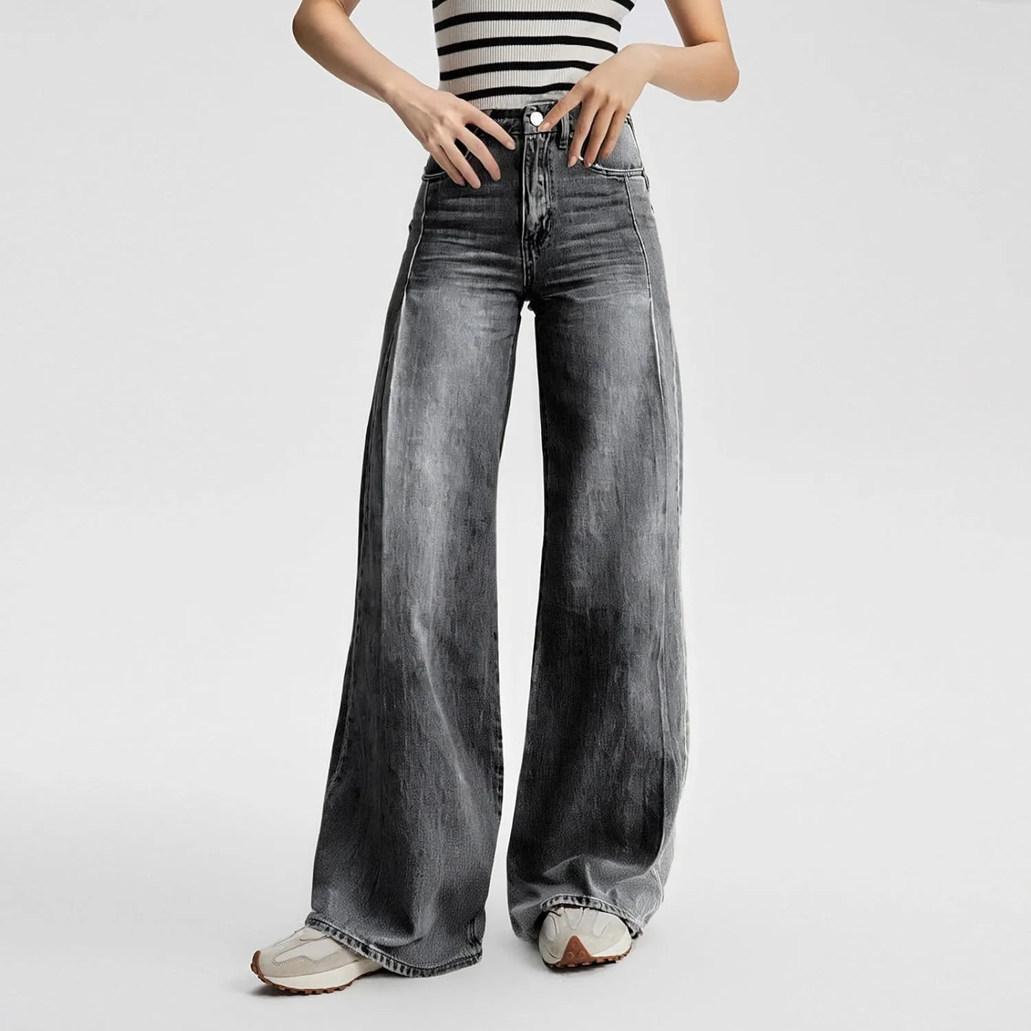 Wide Leg Jeans Woman Summer Dark Wash Baggy Jeans Y2k Street Vintage Pants Fashion Boyfriend Denim Pants