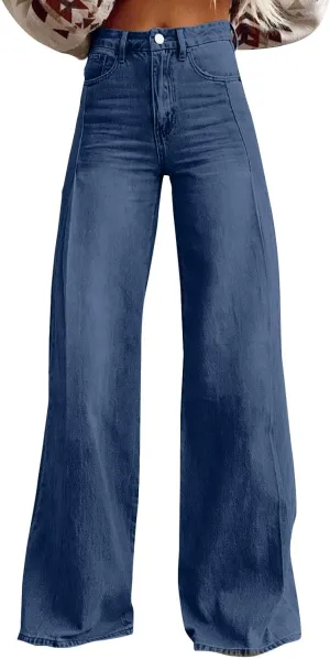Wide Leg Jeans Woman Summer Dark Wash Baggy Jeans Y2k Street Vintage Pants Fashion Boyfriend Denim Pants