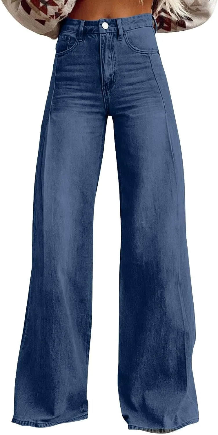 Wide Leg Jeans Woman Summer Dark Wash Baggy Jeans Y2k Street Vintage Pants Fashion Boyfriend Denim Pants