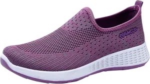 Women Comfortable Slip On Shoes Lightweight Walking Sneakers Canvas Casual Flats Non Slip Elastic Loafers