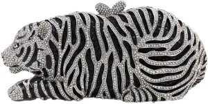 Women Cool Tiger Evening Bag Luxurious Rhinestone Clutch Purse Crystal Shoulder Bag for Entertainment Activities