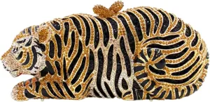 Women Cool Tiger Evening Bag Luxurious Rhinestone Clutch Purse Crystal Shoulder Bag for Entertainment Activities