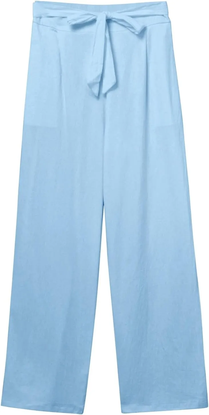 Women Linen Palazzo Pants Winter Flexible Work Capris with Pockets Water Resistant Water Resistant