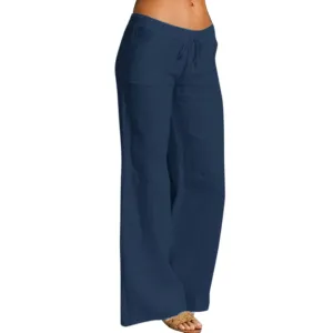 Women Linen Palazzo Pants Winter Flexible Work Capris with Pockets Water Resistant Water Resistant