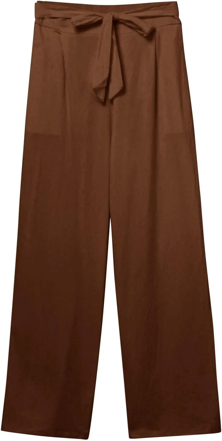 Women Linen Palazzo Pants Winter Flexible Work Capris with Pockets Water Resistant Water Resistant