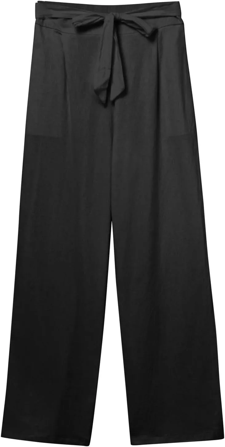 Women Linen Palazzo Pants Winter Flexible Work Capris with Pockets Water Resistant Water Resistant
