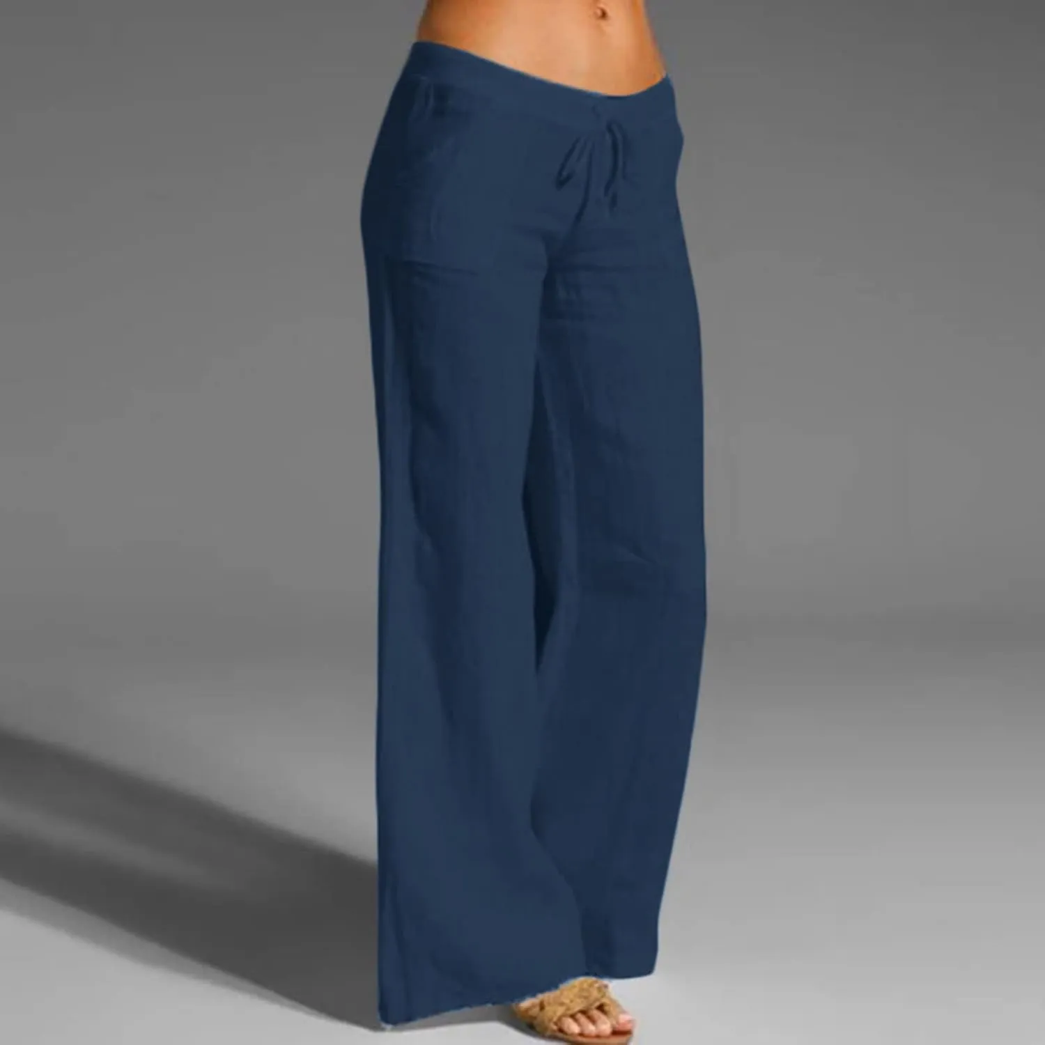 Women Linen Palazzo Pants Winter Flexible Work Capris with Pockets Water Resistant Water Resistant
