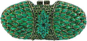 Women Luxurious Rhinestone Clutch Purse Elegant Crystal Evening Bag Floral Handbag for Banquet Dance Ball Party
