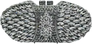 Women Luxurious Rhinestone Clutch Purse Elegant Crystal Evening Bag Floral Handbag for Banquet Dance Ball Party