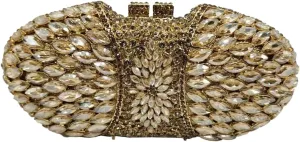 Women Luxurious Rhinestone Clutch Purse Elegant Crystal Evening Bag Floral Handbag for Banquet Dance Ball Party