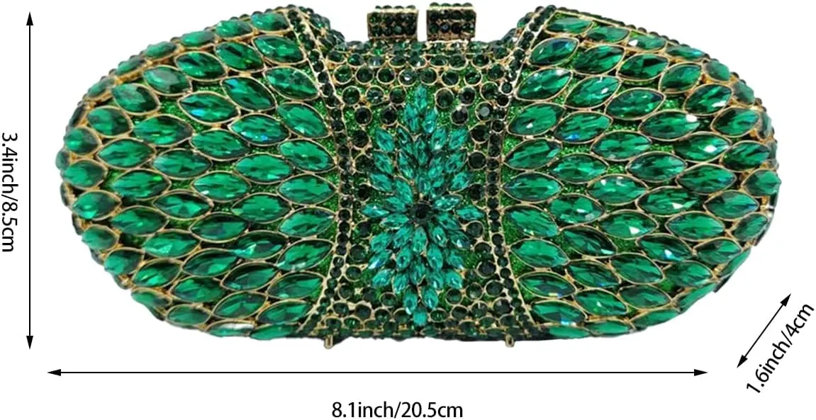 Women Luxurious Rhinestone Clutch Purse Elegant Crystal Evening Bag Floral Handbag for Banquet Dance Ball Party