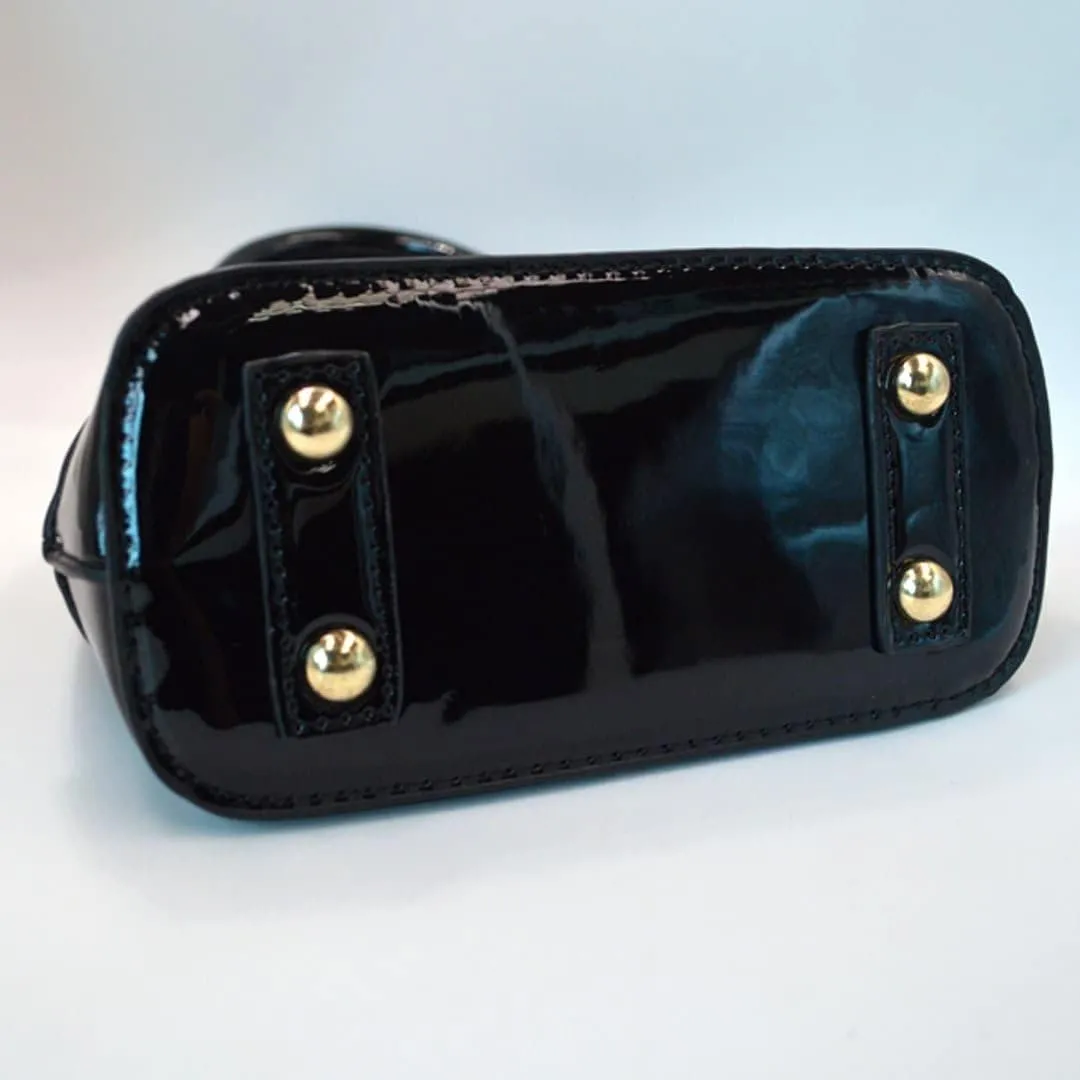 Women Patent Leather Handbag Zip Around Dome Shoulder Bag Mini Top Handle Satchel Tote Purse