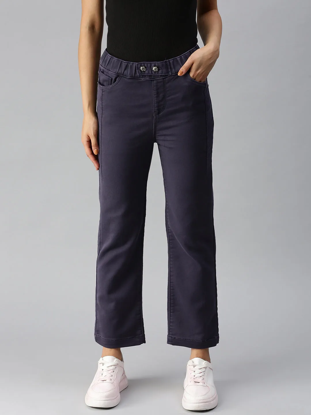 Women Purple Relaxed Fit High-Rise Stretchable Jeans
