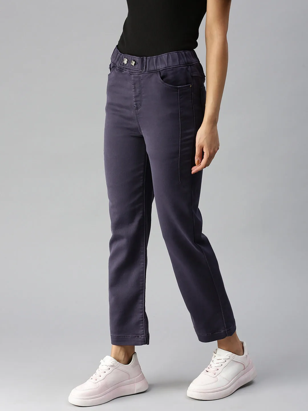 Women Purple Relaxed Fit High-Rise Stretchable Jeans