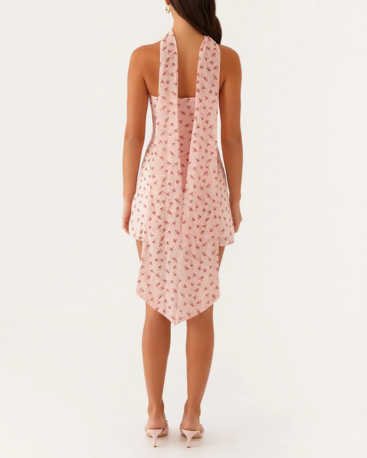 Women Ruffle Floral Strapless Mini Dress Y2K Mesh A Line Short Dress Cute Floral Scarf Tube Dresses Vacation Beach