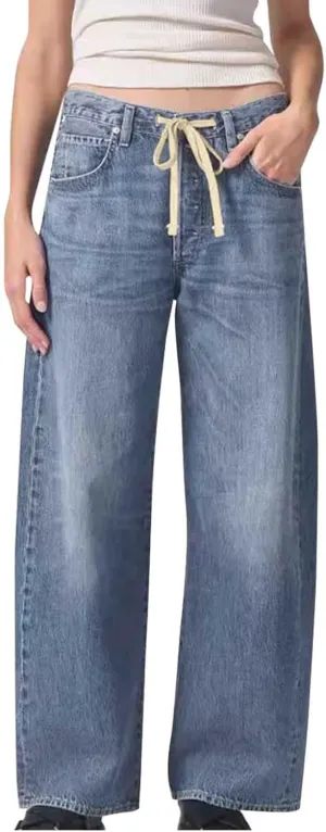 Women Straight Leg Jeans,High Waisted Bow Baggy Jeans Wide Leg Loose Y2K Teen Girl Boyfried Denim Pants with Pockets