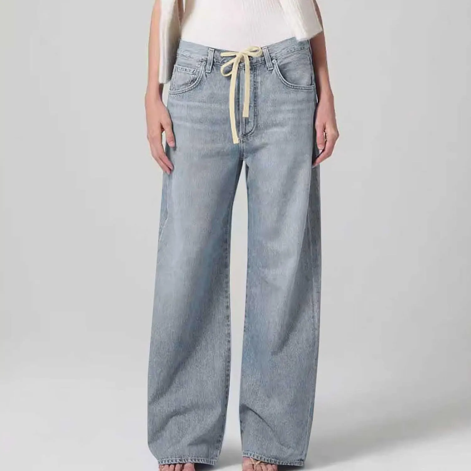 Women Straight Leg Jeans,High Waisted Bow Baggy Jeans Wide Leg Loose Y2K Teen Girl Boyfried Denim Pants with Pockets