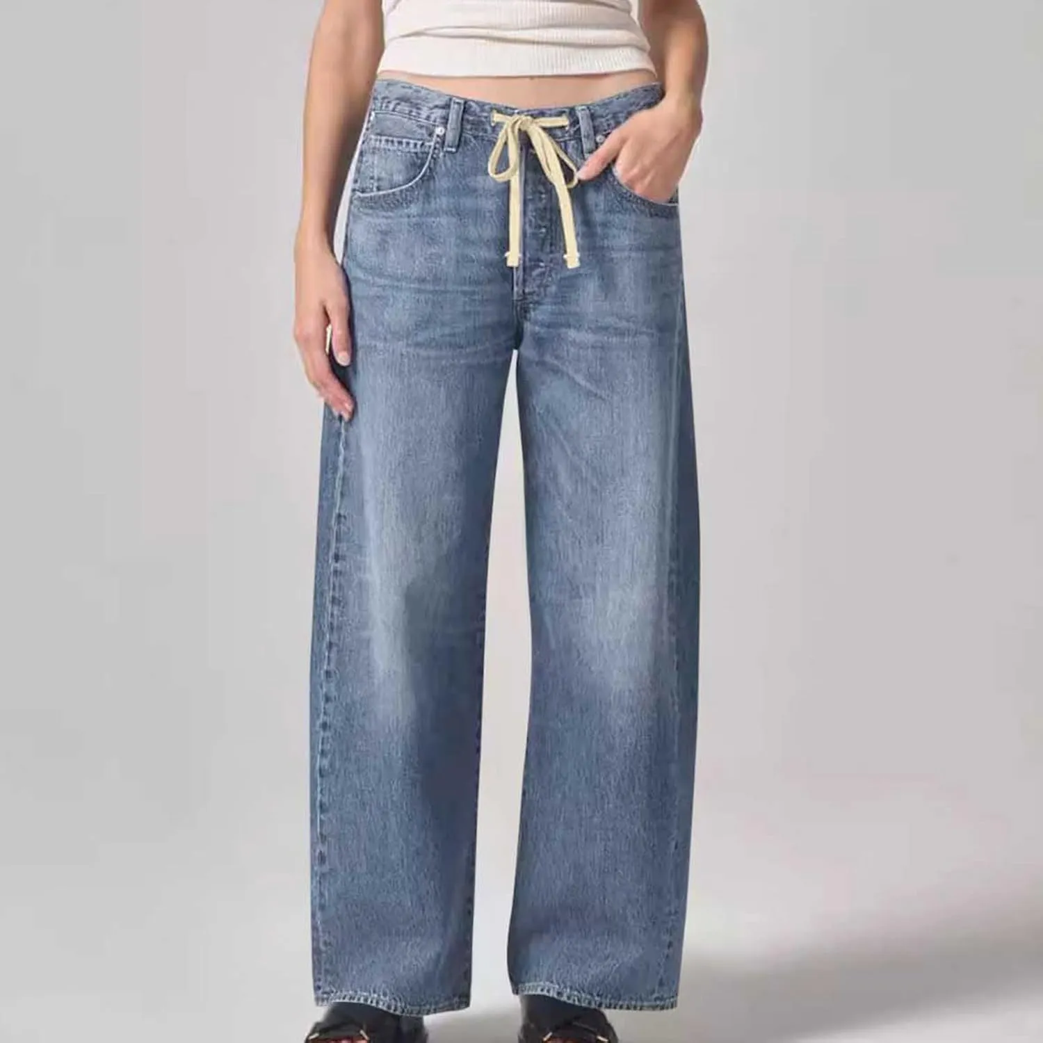 Women Straight Leg Jeans,High Waisted Bow Baggy Jeans Wide Leg Loose Y2K Teen Girl Boyfried Denim Pants with Pockets