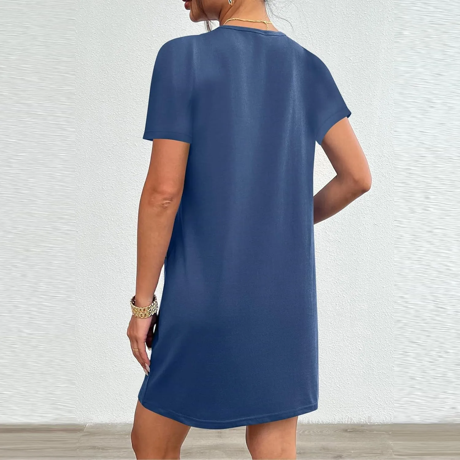 Women Tshirt Dress with Pockets Summer Casual Short Sleeve Sundresses Crew Neck Modest Dresses A Line Mini Dress
