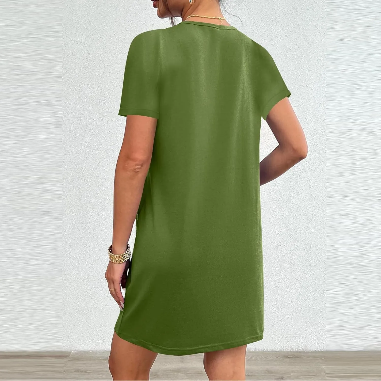 Women Tshirt Dress with Pockets Summer Casual Short Sleeve Sundresses Crew Neck Modest Dresses A Line Mini Dress