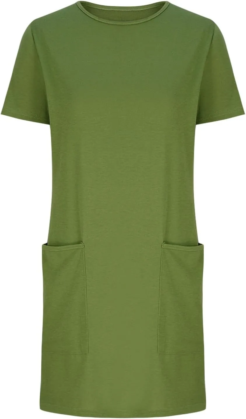 Women Tshirt Dress with Pockets Summer Casual Short Sleeve Sundresses Crew Neck Modest Dresses A Line Mini Dress