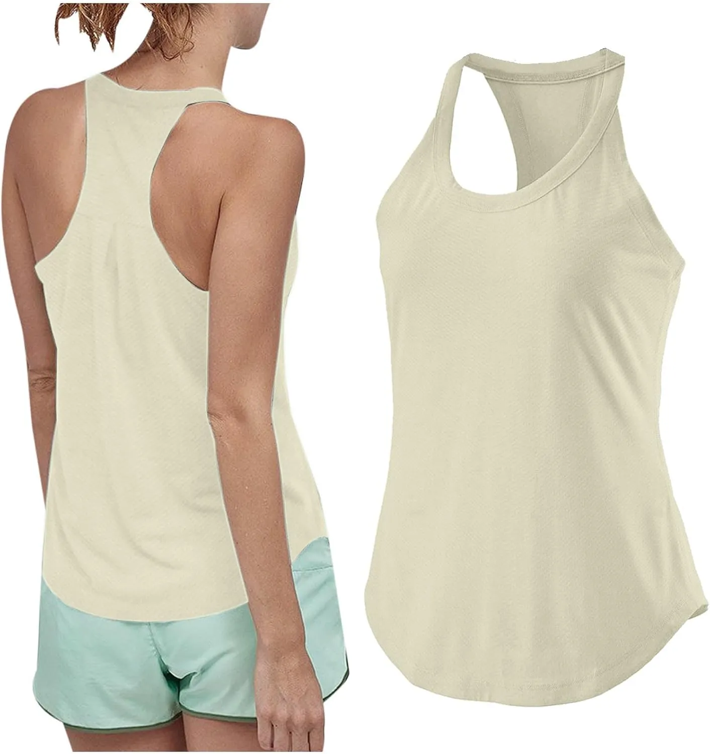 Women Workout Athletic Yoga Shirts Loose Fit Racerback Tank Tops Sleeveless Sports Tennis Shirt Round Neck Summer Top