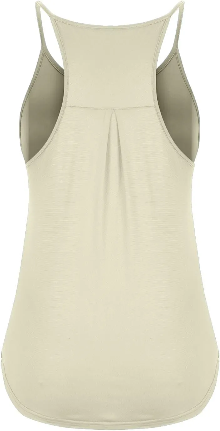 Women Workout Athletic Yoga Shirts Loose Fit Racerback Tank Tops Sleeveless Sports Tennis Shirt Round Neck Summer Top