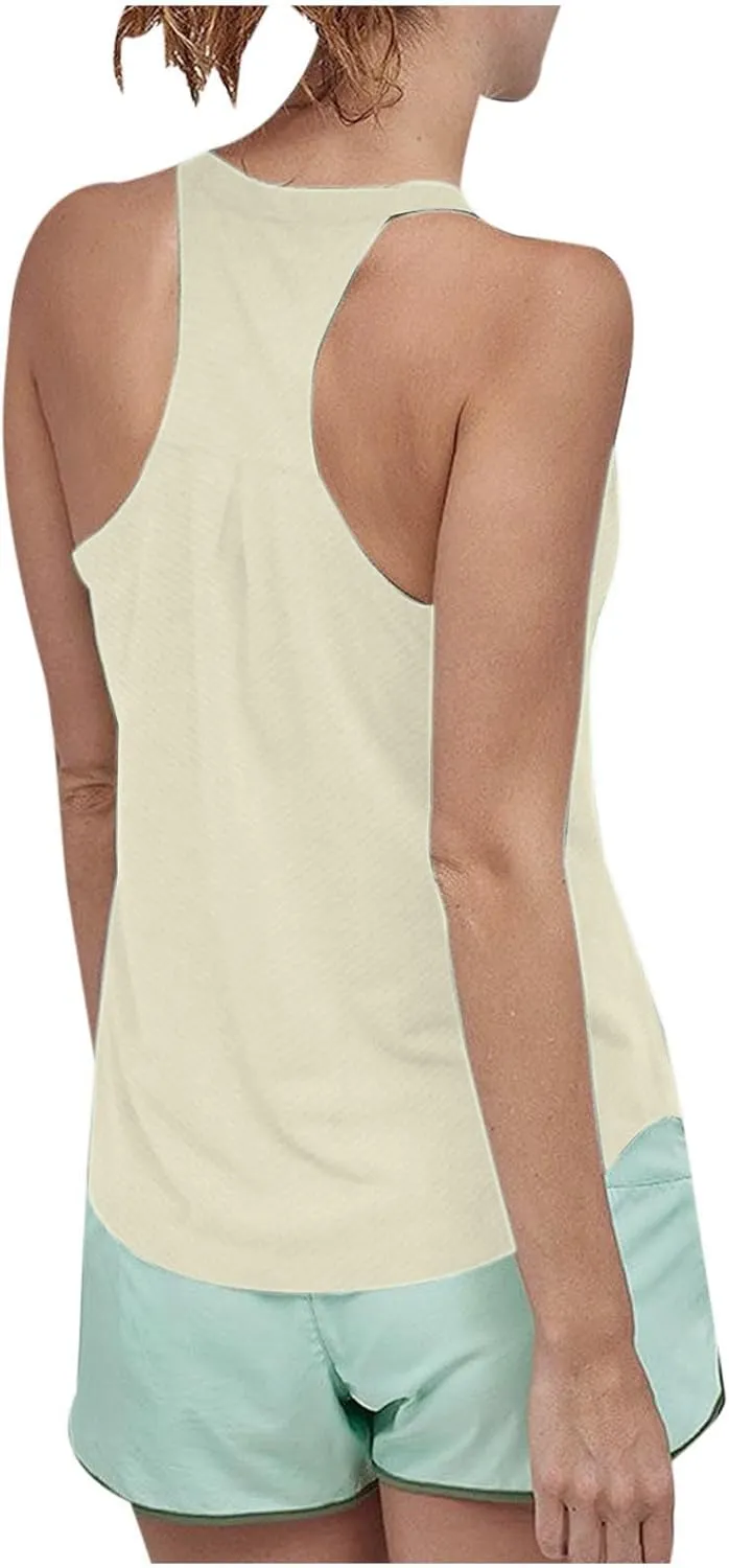 Women Workout Athletic Yoga Shirts Loose Fit Racerback Tank Tops Sleeveless Sports Tennis Shirt Round Neck Summer Top