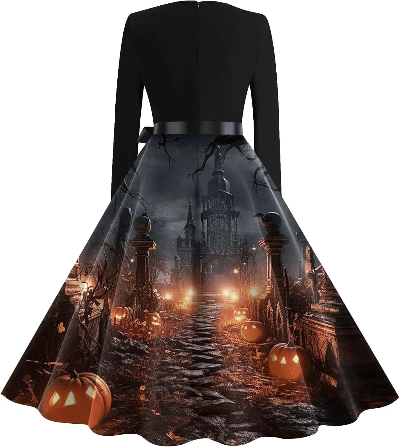 Womens 2024 Summer Fall Casual Fashion Long Sleeve Christmas Halloween Graphic Printed Classic Vintage Dresses