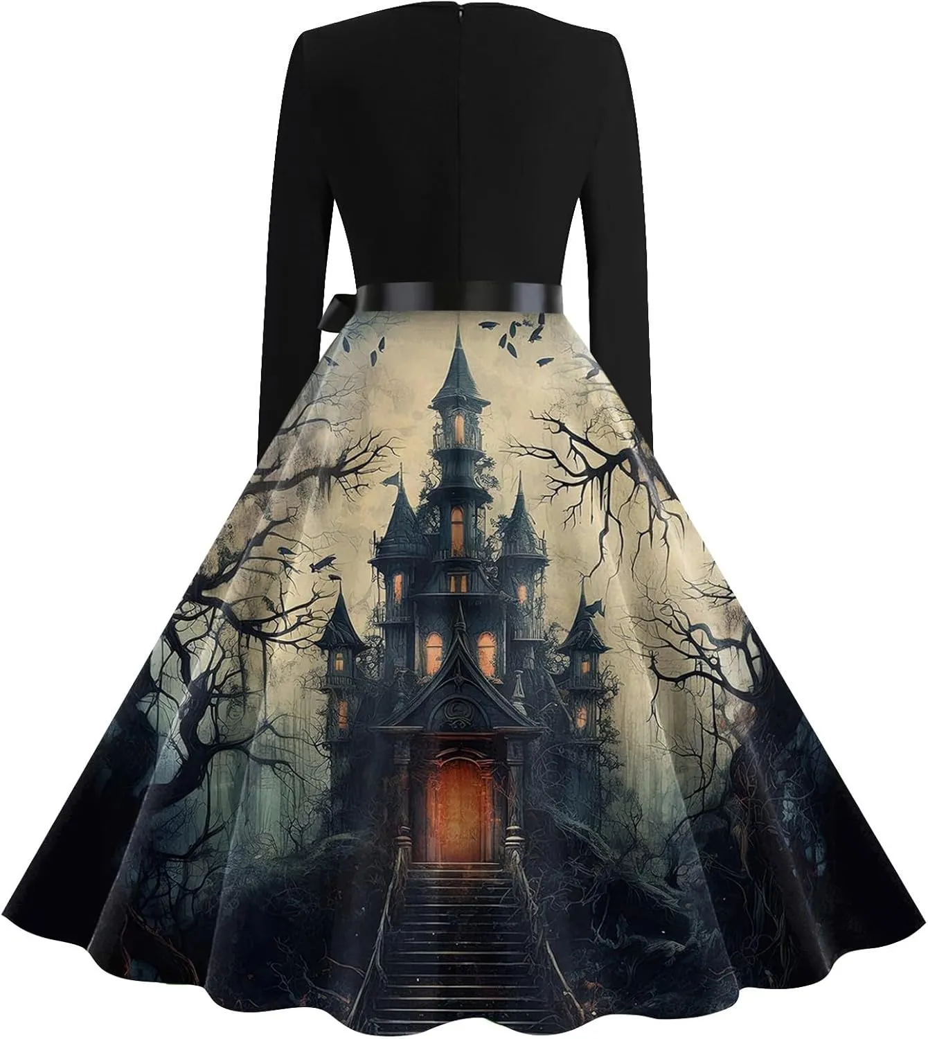 Womens 2024 Summer Fall Casual Fashion Long Sleeve Christmas Halloween Graphic Printed Classic Vintage Dresses