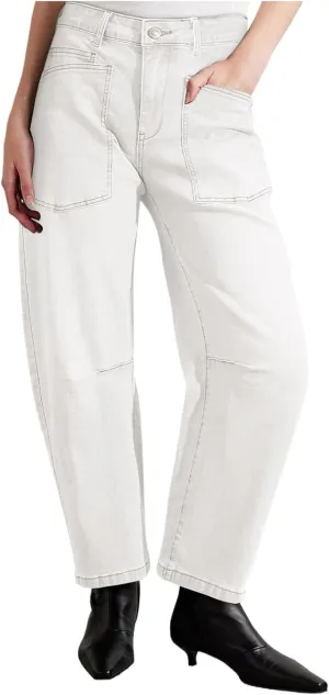 Womens Baggy Barrel Jeans High Waisted Wide Leg Vintage Cropped Denim Pants Boyfriend Jeans Trousers with Front Pockets