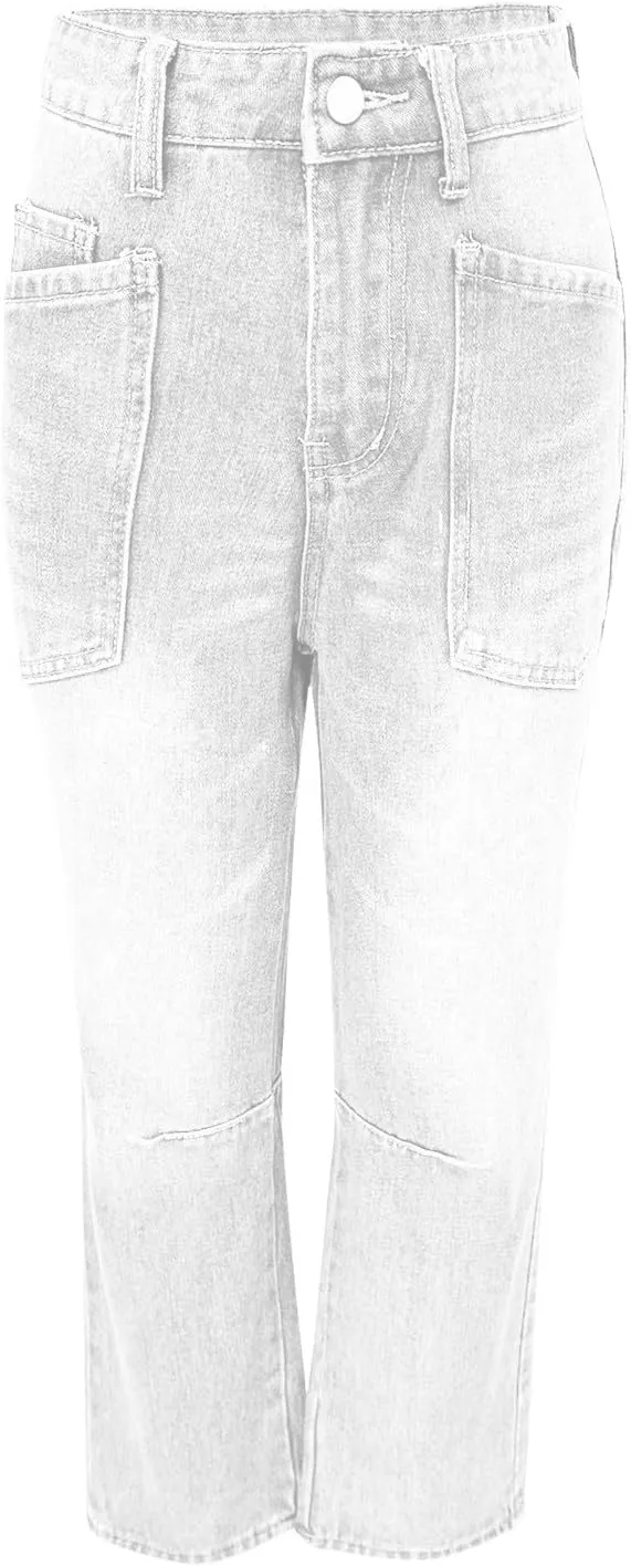 Womens Baggy Barrel Jeans High Waisted Wide Leg Vintage Cropped Denim Pants Boyfriend Jeans Trousers with Front Pockets