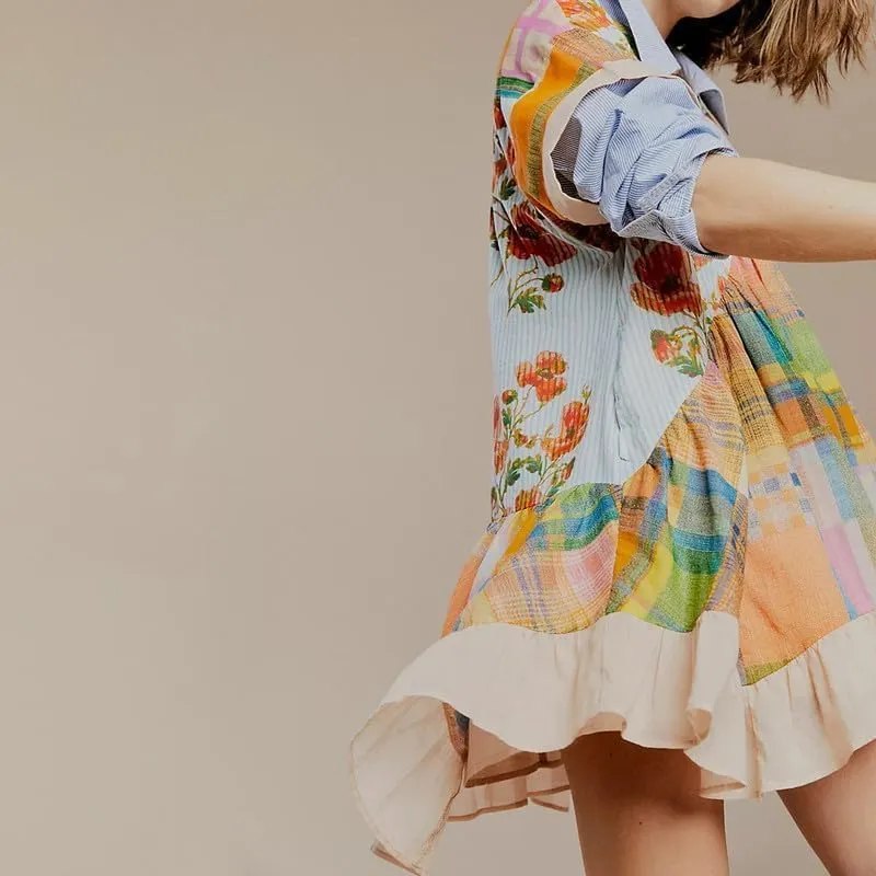 WomenS Boho Mini Dress Y2k Floral Deep V-Neck Puff Sleeve Short Dresses 2025 Women Deep V-Neck Floral Mini Dress
