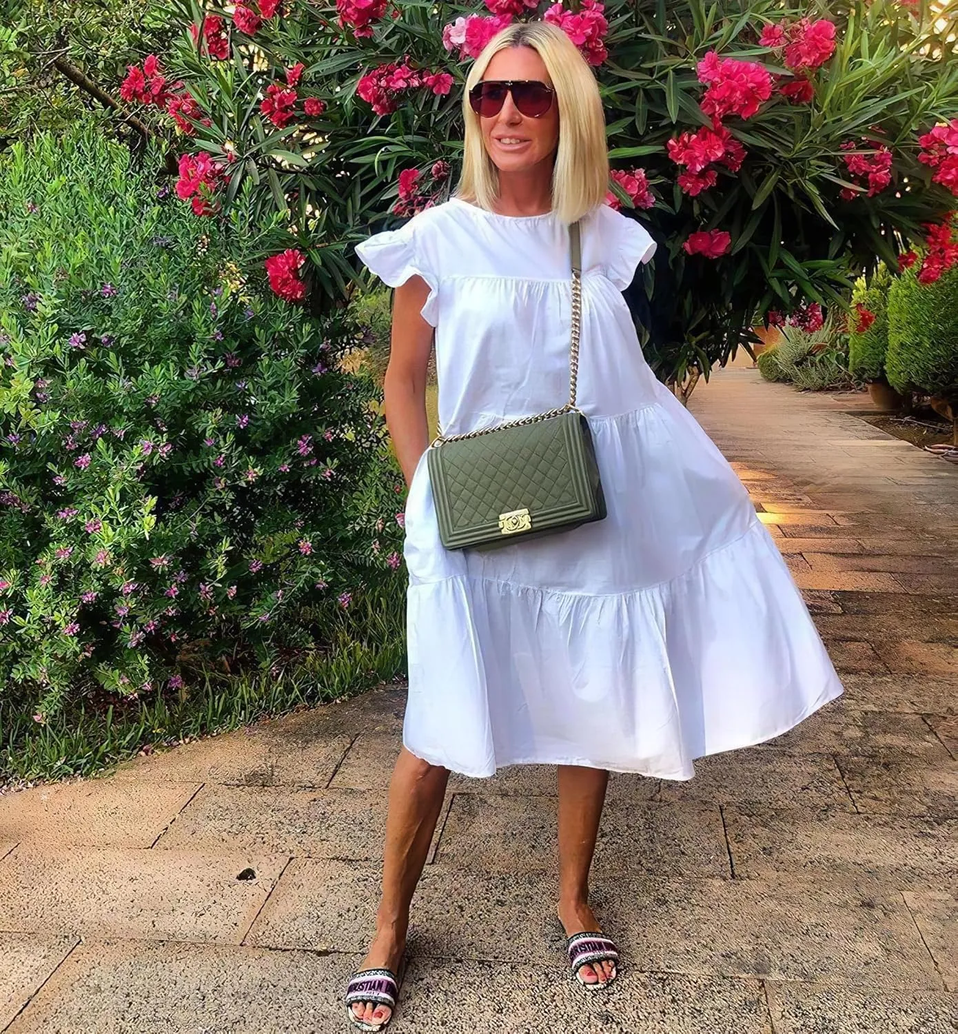 Women's Boho Ruffle Short Sleeve Spring Summer Midi Dress Casual Beach Vacation A-line Sundress for Women 2024