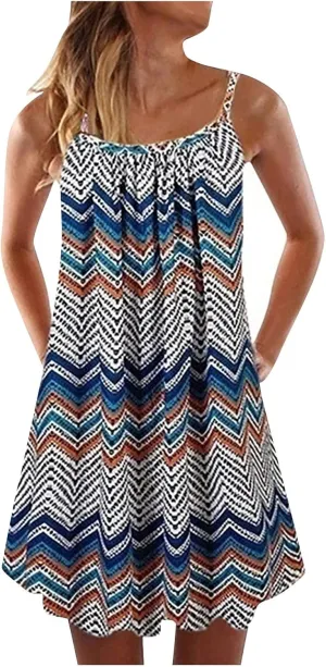 Women's Casual Dresses Summer Casual Trendy Dress Sleeveless Halter Floral Print Boho Midi Dresses Casual, XS-6XL