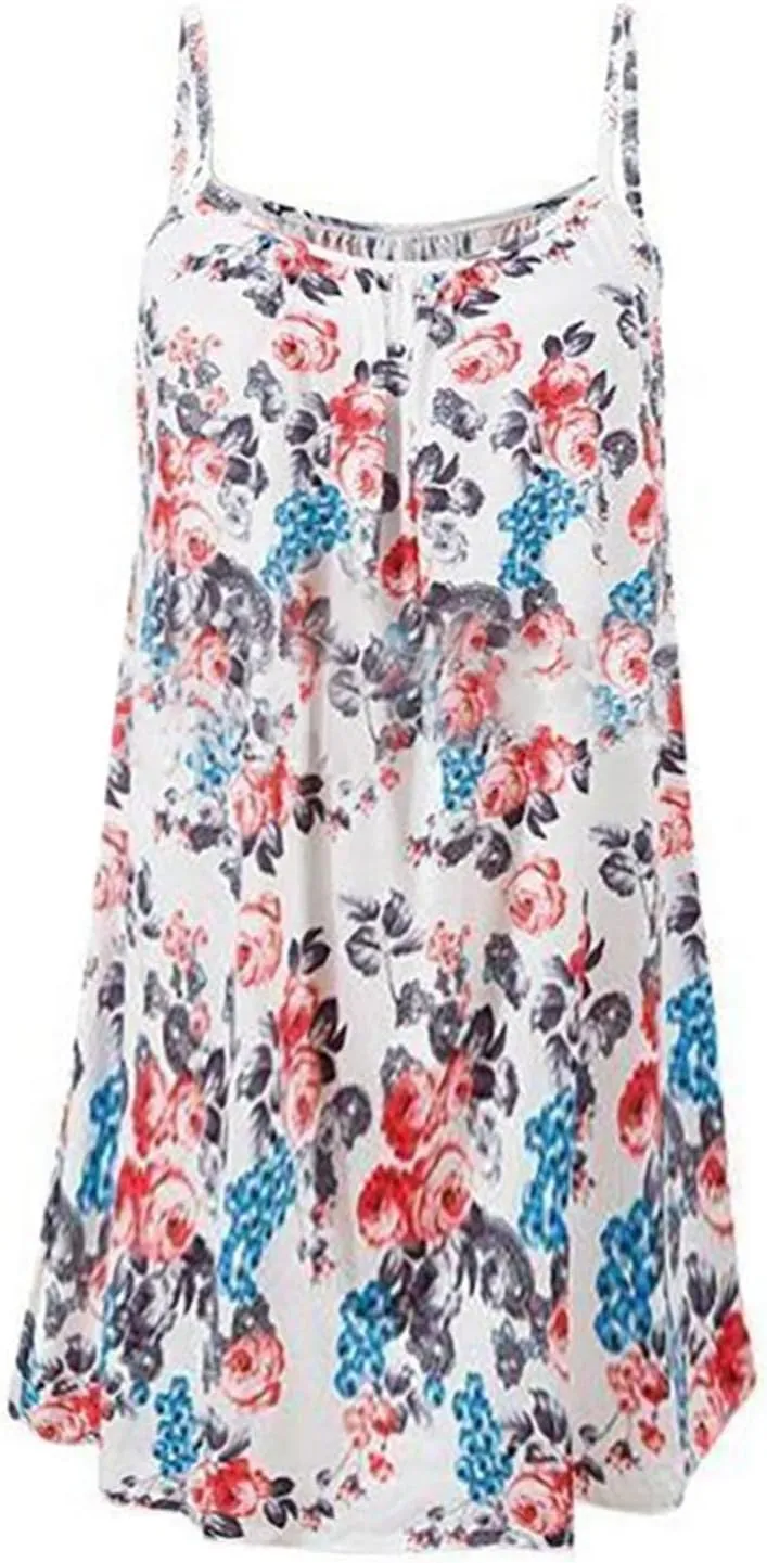 Women's Casual Dresses Summer Casual Trendy Dress Sleeveless Halter Floral Print Boho Midi Dresses Casual, XS-6XL