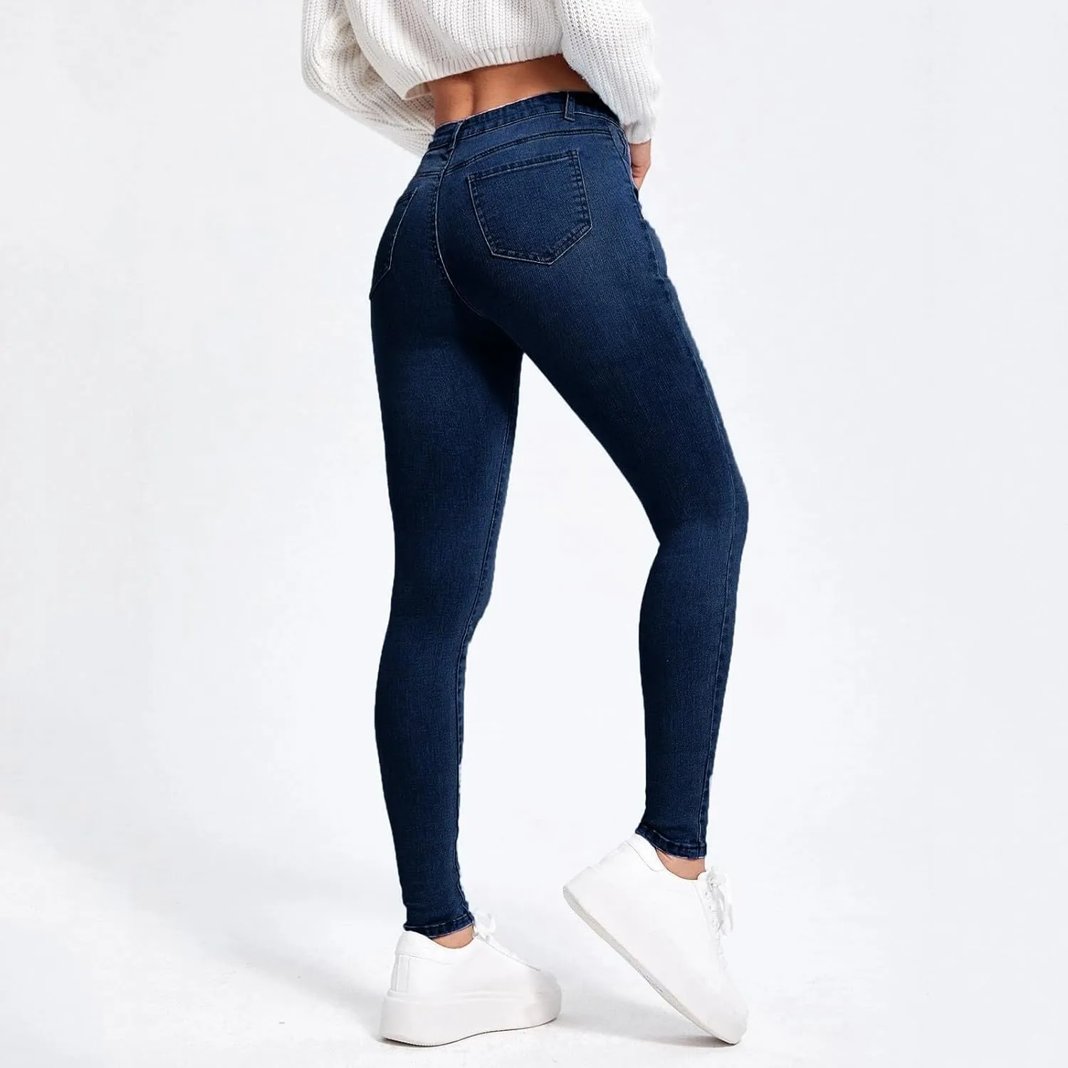 Womens Classic Jeans Casual Slim High Waist Blue Denim Pencil Pants Trousers Size 16 Pants for Women
