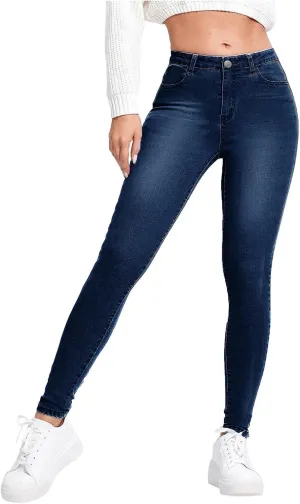 Womens Classic Jeans Casual Slim High Waist Blue Denim Pencil Pants Trousers Size 16 Pants for Women